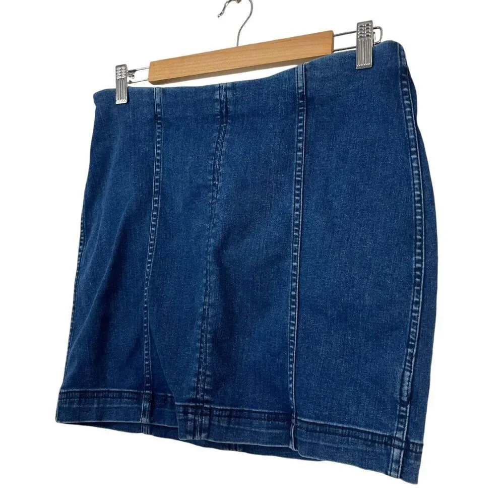 Free People Skirt Womens 10 Blue Denim Jean Mini Normcore
